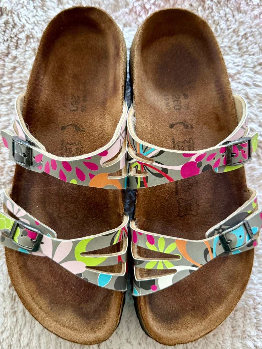 Birkenstock Multicolor Floral Print Two-Strap Sandals